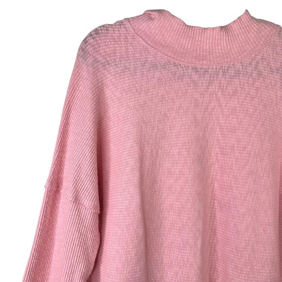 We The Free Pink Free People Casey Ribbed Knit Mock Neck Tunic Longline Sweater - Picture 7 of 11